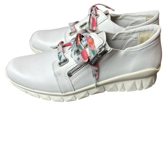 NAOT Eliot’s Top Quality White Leather Lace Up Side Zip Slip Sneakers - Picture 10 of 16